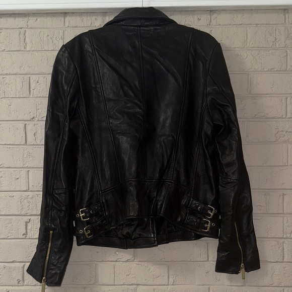 Victoria's Secret Genuine Leather Black Jacket with Gold Details - Picture 10 of 17